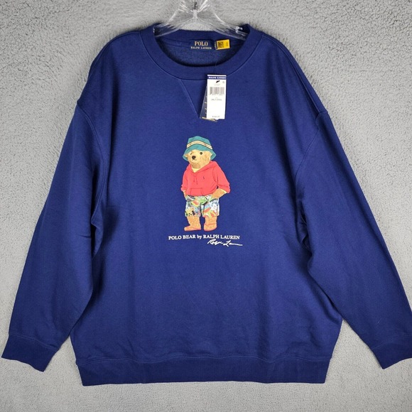 POLO RALPH LAUREN Mens Size 3XLT Beach POLO BEAR Fleece Crewneck Sweatshirt $168